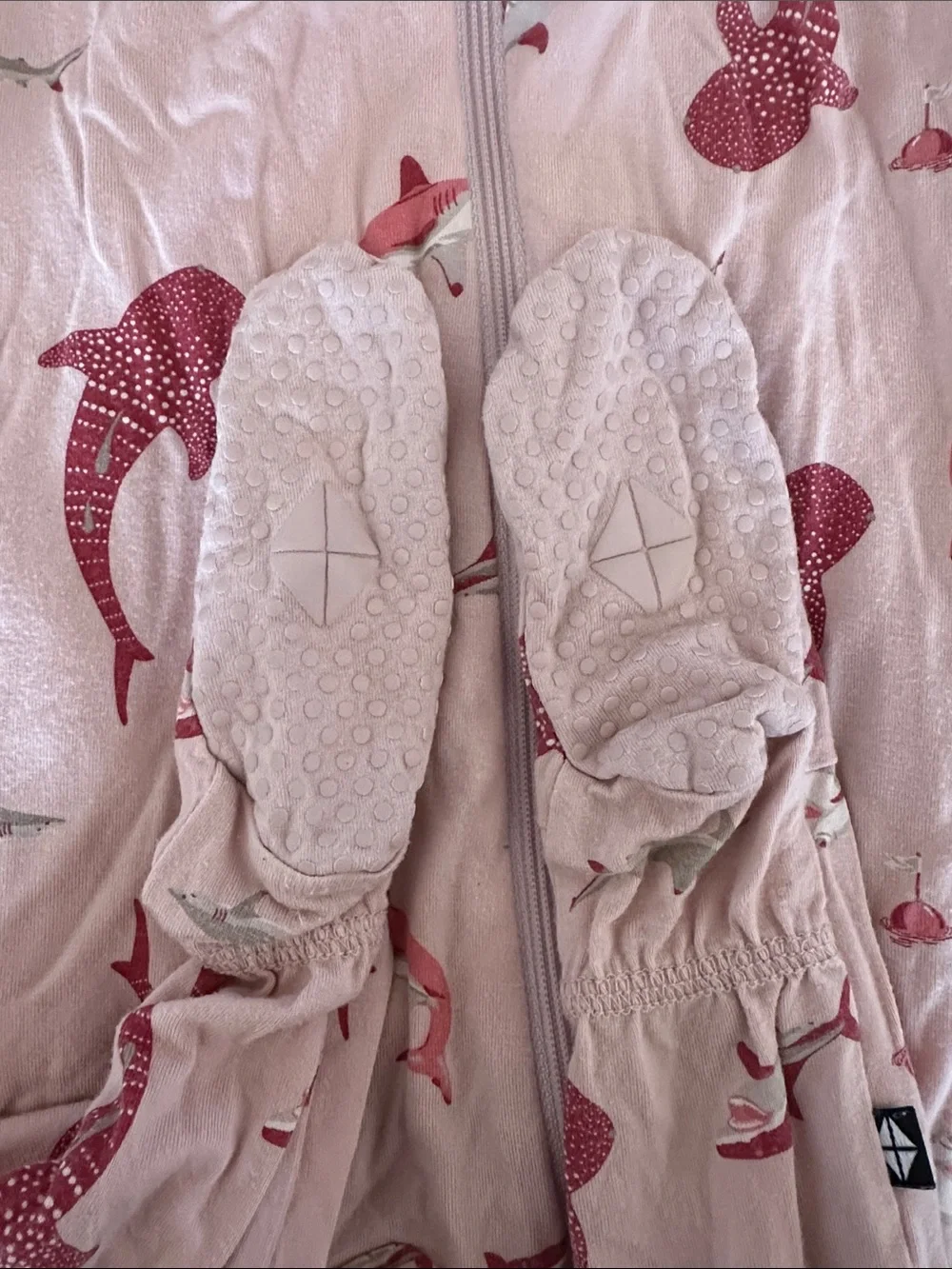 Kyte Baby Zippered Footie Pajamas in Blush Shark